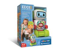 Clementoni Eddie Robot Educativo - 30 Carte Double Face + 20 Attività Educative Lettere, Numeri, Emozioni, Strumenti, Forme) con Schermo LCD - Bambini da 4 a 6anni - 55617