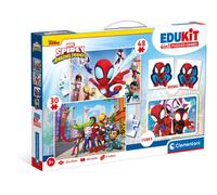 Clementoni Edukit 4 in 1 Spidey e i suoi fantastici amici - Memo, Puzzle 30/48, 6 cubi