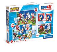Clementoni – Edukit 4 in 1 Sonic – Set giochi (memo, puzzle 30 e 48 pezzi, 6 cubi)