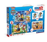 Clementoni Edukit - Paw Patrol 4 in 1, Gioco Educativo Bambini 3+ Anni con Puzzle 30 e 48 Pezzi, Memo e Cubi per Sviluppare Memoria, Logica e Manualità, Made in Italy, 18291