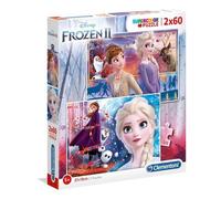 Clementoni - 21609 - Supercolor Puzzle - Disney Frozen - 2X60 Pezzi (Include 2 Puzzle Da 60 Pezzi) - Puzzle Bambini 5 Anni, Puzzle Cartoni Animati - Made In Italy