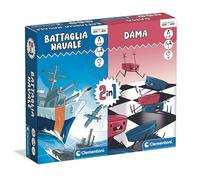 Clementoni - Gioco da Tavolo 2 in 1, Dama e Battaglia Navale, per Bambini 6+ Anni e Adulti, Gioco di Società da 2 Giocatori, Idea Regalo Made in Italy, Lingua Italiana, 16576