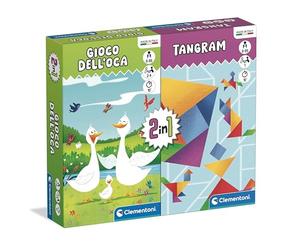 Clementoni - Gioco da Tavolo 2 in 1, Gioco dell'Oca e Tangram, per Bambini 6+ Anni e Adulti, Gioco di Società 1-4 Giocatori, Idea Regalo, Made in Italy, Lingua Italiana, 16577