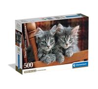 Clementoni - Puzzle 500 Pezzi per Adulti e Ragazzi, Collection, Tema Kittens, Foto Gatti, Compact Box, Idea Regalo Uomo e Donna, Made in Italy, 49x36 cm, 35580