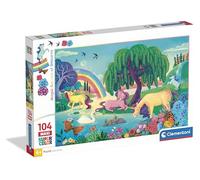 Clementoni Magic Garden of Unicorns - Puzzle per bambini da 104 pezzi grandi con illustrazione di giardino magico e unicorni, dai 4 anni in su, 25794