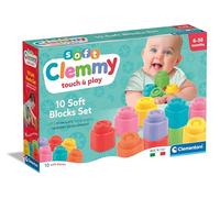 Clementoni - Mattoncini Costruzioni Morbide Soft Clemmy, Set 10 Mattoncini di Gomma Prima Infanzia per Bambini 6 Mesi, Gioco Sensoriale Impilabile e Lavabili, Made in Italy, 17988