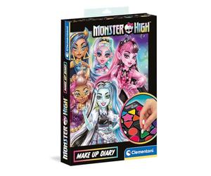 Clementoni - Monster High Make Up Diary, Trousse Trucchi Bambina 6+ Anni, Set Cosmetici con Ombretti e Lucidalabbra, Kit Truccabimbi e Face Painting, Lingua Italiana, 18801