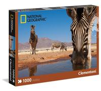 Clementoni National Geographic Puzzle Zebra Bere Sul Wasserloch 1000 Parte Nuovo