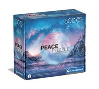 Clementoni - Peace Puzzle Light Blue, Puzzle 500 Pezzi per Adulti e Ragazzi, Illustrazione con Montagne Innevate e Cielo Stellato, Idea Regalo, Made in Italy, 49x36 cm, 35116