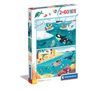 Clementoni - 24817 - Supercolor Puzzle - Life at Sea - 2x60 Pezzi (Include 2 Puzzle Da 60 Pezzi) - Puzzle Bambini 4 Anni, Puzzle Animali, Illustrazione, Made In Italy