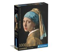Clementoni - Puzzle 1000 Pezzi Arte, per Adulti e Ragazzi, Museum Collection, Tema Ragazza con Orecchino di Perla, con Poster Incluso, Compact Box, Idea Regalo Made in Italy, 50x70 cm, 39967