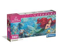 Clementoni - Puzzle 1000 Pezzi per Adulti e Ragazzi, Collection Panorama Tema Disney La Sirenetta, con Poster Incluso, Compact Box, Idea Regalo Made in Italy, 98x33 cm, 39893