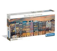 Clementoni - Puzzle 1000 Pezzi per Adulti e Ragazzi, Collection, Tema Amsterdam Luminosa, con Poster Incluso, Compact Box, Idea Regalo Uomo e Donna, Made in Italy, 98x33 cm, 39897