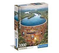 Clementoni - Puzzle 1000 Pezzi per Adulti e Ragazzi, Collection, Tema Biblodame, Illustrazione Biblioteca Diga, Compact Box con Poster Incluso, Idea Regalo Made in Italy, 70x50 cm, 39949