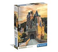 Clementoni - Puzzle 1000 Pezzi per Adulti e Ragazzi, Illustrazione con Paesaggio Golden Hour at Eltz Castle, Idea Regalo, Compact Box, Made in Italy, 70x50 cm, Poster Incluso, 37109