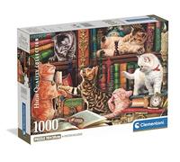 Clementoni - Puzzle 1000 Pezzi per Adulti e Ragazzi, Illustrazione Curious Whiskers, Idea Regalo, Compact Box, Made in Italy, 70x50 cm, Poster Incluso, 37107
