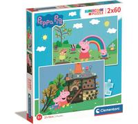 Clementoni - Puzzle 2x60 Peppa Pig: divertimento all'aria aperta - 40-99 Pezzi