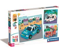 CLEMENTONI puzzle 3×48 pezzi - veicoli di soccorso