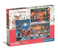 Clementoni - Puzzle 3 x 500 pezzi Christmas Collection - Set multipack di 3 puzzle natalizi da 500 pezzi ciascuno, collezione di Natale per adulti, esclusiva Amazon - 84026