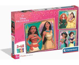 Clementoni - Puzzle 3x48 Principessa Disney - 40-99 Pezzi