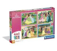 Clementoni - Puzzle 4 in 1 Supercolor, per Bambini 3+ Anni, Diverse Pezzature Illustrazioni Disney Princess, Idea Regalo, Made in Italy, 21746