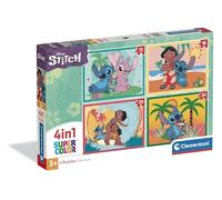 Clementoni - Puzzle 4 in 1 Supercolor, per Bambini 3+ Anni, Diverse Pezzature Illustrazioni Disney Stitch, Idea Regalo, Made in Italy, 21745