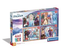 Clementoni supercolor puzzle 4in1 disney frozen - 1x12 + 1x16 + 1x20 + 1x24 pezzi, puzzle bambini 3 anni