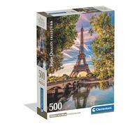 Clementoni - Puzzle 500 Pezzi per Adulti e Ragazzi, Collection, Tema Along the Seine, Illustrazione Senna e Torre Eiffel, Compact Box con Poster Incluso, Made in Italy, 49x36 cm, 35598