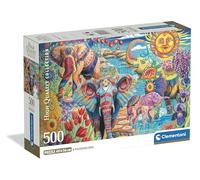 Clementoni - Puzzle 500 Pezzi per Adulti e Ragazzi, Collection, Tema Carnevale degli Elefanti, con Poster Incluso, Compact Box, Idea Regalo Uomo e Donna, Made in Italy, 49x36 cm, 35578