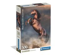 Clementoni - Puzzle 500 Pezzi per Adulti e Ragazzi, Collection, Tema Cavallo Rosso Selvaggio, Foto Cane e Gatto, Poster Incluso, Compact Box, Idea Regalo Made in Italy, 36x49 cm, 35595
