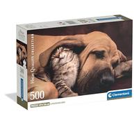 Clementoni - Puzzle 500 Pezzi per Adulti e Ragazzi, Collection, Tema Cuddles, Foto Cane e Gatto, con Poster Incluso, Compact Box, Idea Regalo Uomo e Donna, Made in Italy, 49x36 cm, 35583
