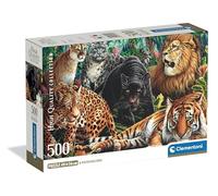 Clementoni - Puzzle 500 Pezzi per Adulti e Ragazzi, Collection, Tema Felini Selvaggi, Compact Box, Idea Regalo Uomo e Donna, Made in Italy, 70x50 cm, 35584