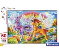 Clementoni - Puzzle 60 Maxi Pezzi Unicorns, per Bambini 4+ Anni | Illustrazione Magica Unicorn Magic Realm, Supercolor Maxi, Made in Italy, 62x42 cm, 26320