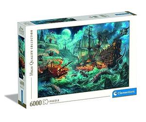 Clementoni - Puzzle 6000 Pezzi per Adulti e Ragazzi, Collection, Tema Battaglia Nave Pirata, Illustrazione Paolo Barbieri, Idea Regalo Uomo e Donna, Made in Italy, 168,6x118,4 cm, 36530