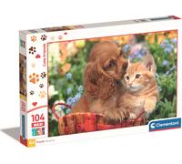 Clementoni - Puzzle Amici carini 104 maxi - 100 Pezzi