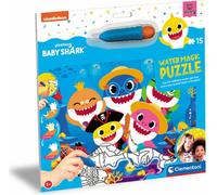 Clementoni 22241 Water Magic Puzzle Baby Shark, 15 pezzi, Made in Italy, puzzle bambini 3 anni, puzzle da colorare, water puzzle con magic pen, puzzle cartoni animati, Multicolor, Medium