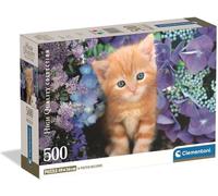 Clementoni - Puzzle 500 Pezzi per Adulti e Ragazzi, Collection, Tema Ginger Cat, Immagine Gatto Arancione, Compact Box con Poster Incluso, Idea Regalo Made in Italy, 49x36 cm, 35585