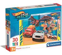Clementoni- Hot Wheels Supercolor Wheels-30 Pezzi Bambini 3 Anni, Puzzle Cartoni Animati, Made in Italy, Multicolore, 20284