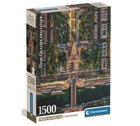 Clementoni - Puzzle 1500 Pezzi per Adulti e Ragazzi, Collection, Tema Flying Over Paris, Compact Box con Poster Incluso, Idea Regalo Uomo e Donna, Made in Italy, 59,5x84,5 cm, 31742