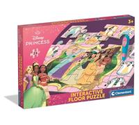 Clementoni - Puzzle Interattivo da Pavimento Principesse Disney, 24 Pezzi, per Bambini 3+ Anni, Rispondi ai Quiz con la Penna Interattiva, Idea Regalo, Made in Italy, 62x42 cm, 16685