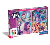 Clementoni- Puzzle My Little Pony 3x48pzs Supercolor Pony-3x48 (Include 3 48 Pezzi) -Made in Italy, Bambini 4 Anni, Animali, Cartoni Animati, Multicolore, Medium, 25275