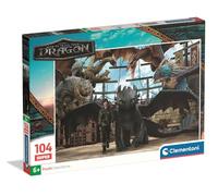 Clementoni - Puzzle per Bambini 104 Pezzi, 6+ Anni, Illustrazione Dreamworks How to Train Your Dragon, Idea Regalo, Made in Italy, 48,5x33,5 cm, 25080