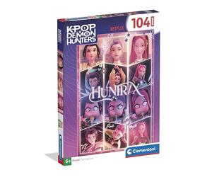 Clementoni - Puzzle per Bambini 104 Pezzi Super, per Bambini 6+ Anni, Illustrazione con i Saja Boys della serie K-pop Demon Hunters, Idea Regalo, Made in Italy, 48,5x33,5 cm, 27242