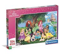 Clementoni - Puzzle per Bambini 104 Pezzi Super, per Bambini 6+ Anni, Illustrazione con Personaggi Disney Princess, Idea Regalo, Made in Italy, 48,5x33,5 cm, 25019