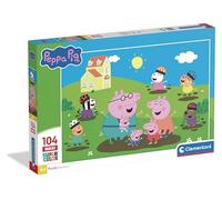Clementoni - Puzzle per Bambini 104 Pezzi Supercolor Maxi, per Bambini 4+ Anni, Illustrazione con Personaggi dal Cartone Peppa Pig, Idea Regalo, Made in Italy, 62x42 cm, 25017