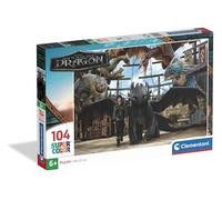 Clementoni - Puzzle per Bambini 104 Pezzi Supercolor, per Bambini 6+ Anni, Illustrazione con Draghi di Dragon Trainer, Idea Regalo, Made in Italy, 38x27 cm, 25079