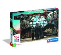 Clementoni - Puzzle per Bambini 104 Pezzi Supercolor, per Bambini 6+ Anni, Illustrazione con Draghi di Dragon Trainer, Idea Regalo, Made in Italy, 38x27 cm, 25079