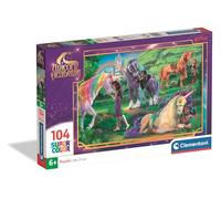 Clementoni - Puzzle per Bambini 104 Pezzi Supercolor, per Bambini 6+ Anni, Illustrazione con Personaggi di Unicorn Academy, Idea Regalo, Made in Italy, 38x27 cm, 25093