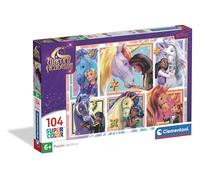 Clementoni - Puzzle per Bambini 104 Pezzi Supercolor, per Bambini 6+ Anni, Illustrazione con Personaggi di Unicorn Academy, Idea Regalo, Made in Italy, 38x27 cm, 25094