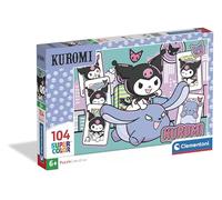 Clementoni - Puzzle per Bambini 104 Pezzi Supercolor, per Bambini 6+ Anni, Illustrazione con Personaggi di Kuromi Hello Kitty and Friends, Idea Regalo, Made in Italy, 38x27 cm, 25028